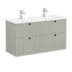 Vitra Root Groove 69519 Lavabo Dolabı, Dört Çekmeceli, 120 Cm, Mat Retro Yeşil, Köşeli Lavabolu